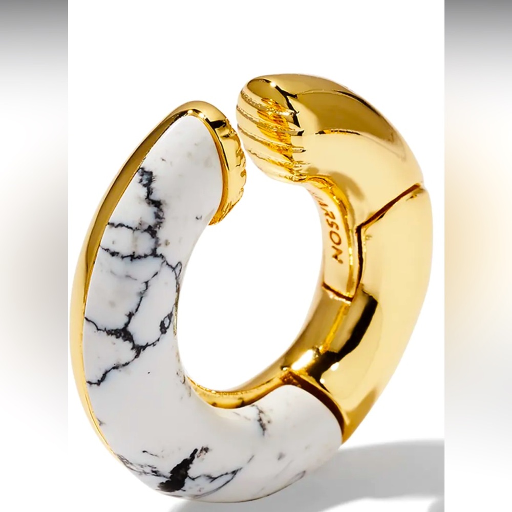 Demarson Natural Howlite Ear Cuff in Plated Gold